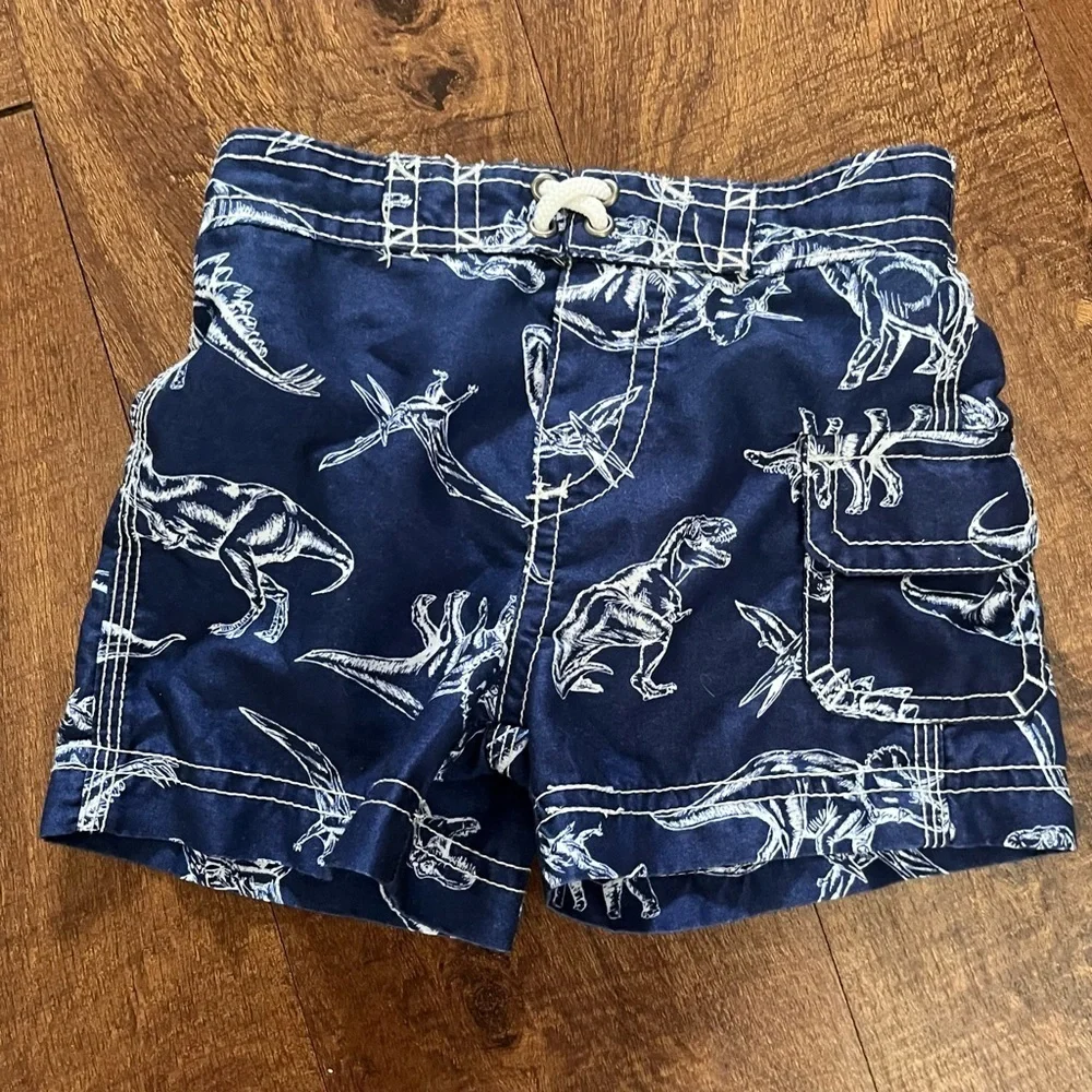 Baby toddler boy dinosaur 2 piece swim Sz 12 months rash guard trunks